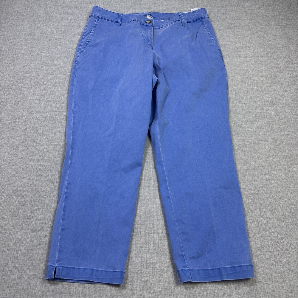 Tommy Bahama Cropped Pants Womens 10 Blue Chino Straight Stretch Cotton Lyocell